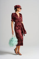 Le Cocktail Print Dress, Burgandy