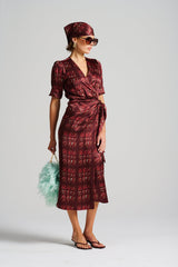 Le Cocktail Print Dress, Burgandy