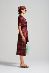 Le Cocktail Print Dress, Burgandy