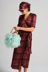 Le Cocktail Print Dress, Burgandy