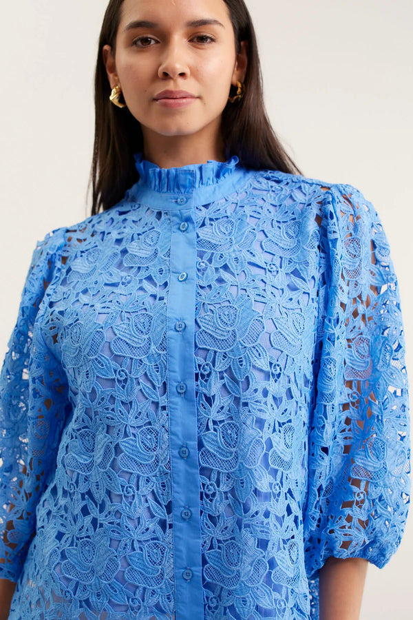 Alessandra Lume Lace Shirt Cornflour