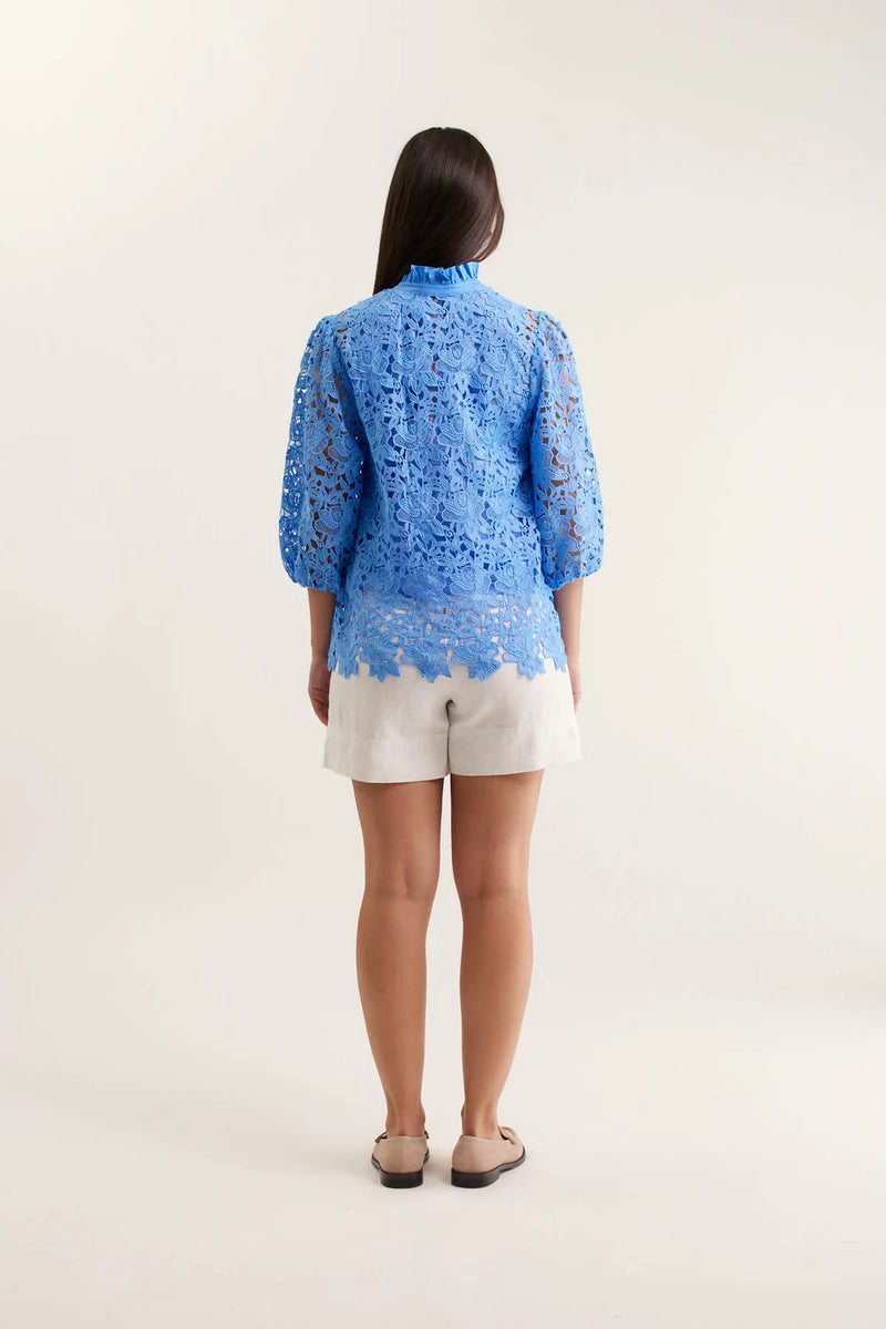 Alessandra Lume Lace Shirt Cornflour