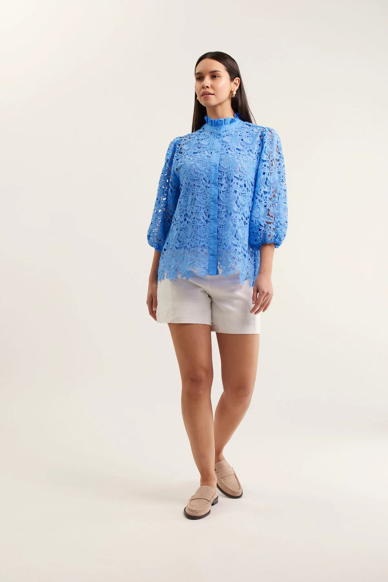 Alessandra Lume Lace Shirt Cornflour