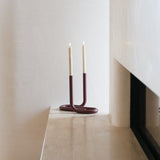 Viah Candle Holder, Burgundy