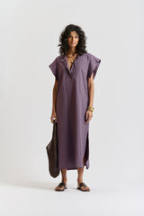 le stripe Le Kaftan Dress Faded Aubergine