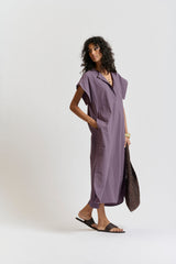le stripe Le Kaftan Dress Faded Aubergine