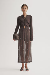 Elka Victoria Knit Cardigan, Chocolate