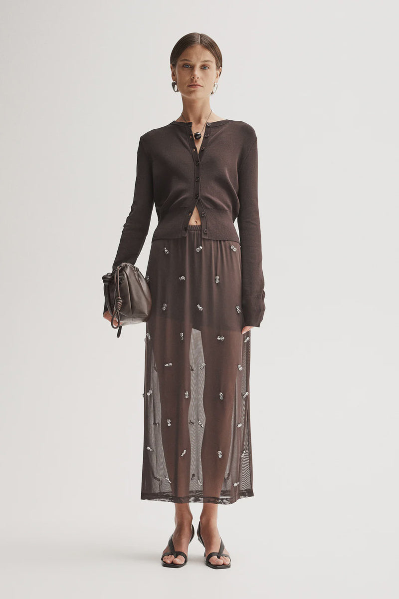 Elka Victoria Knit Cardigan, Chocolate