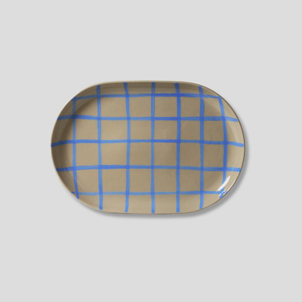 Oval Tray Coastal Junction stone blue handbrush