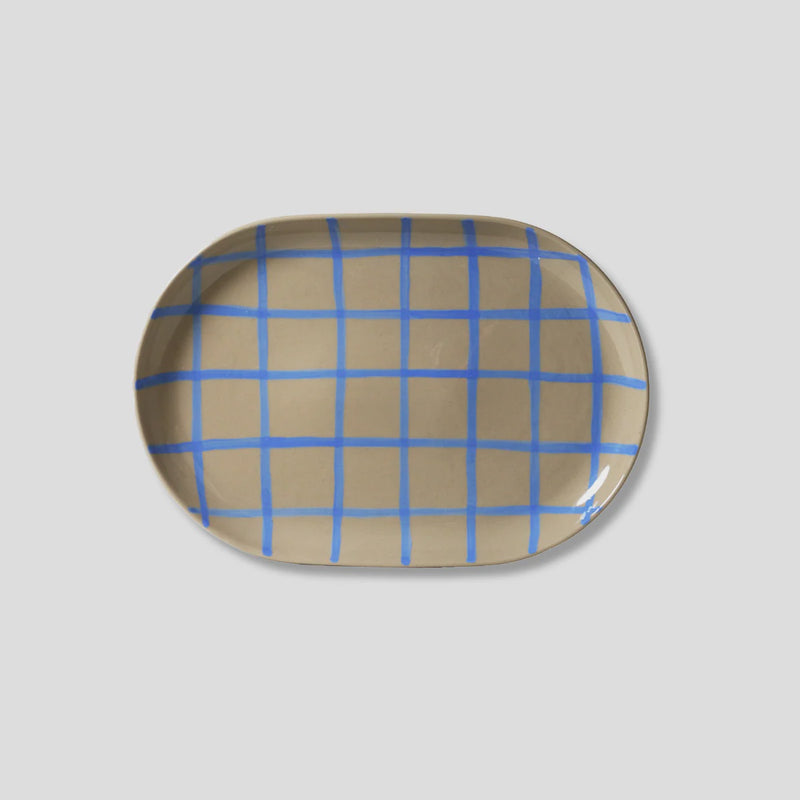 Oval Tray Coastal Junction stone blue handbrush