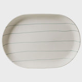 Oval Tray Coastal Junction cream green stripe