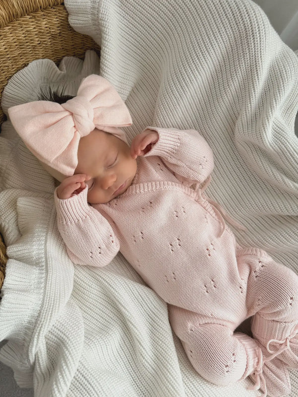 Pointelle Romper, Baby Pink / NB