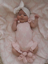 Summer Bow Frill Romper, Baby Pink