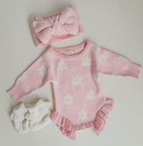Frill Romper, Pink Flowers