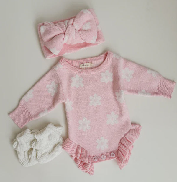 Frill Romper, Pink Flowers