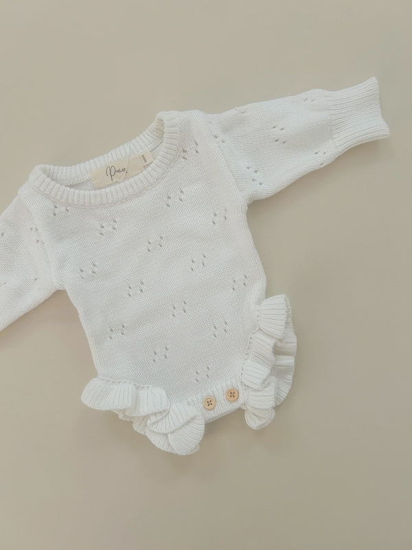 Pointelle Romper, Milk, NB