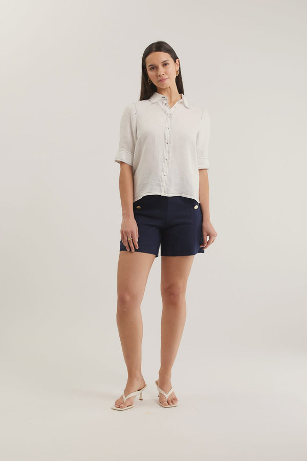 Alessandra Ruby Linen Shirt, White