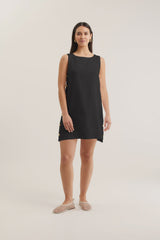 Alessandra Lola Linen Dress, Black
