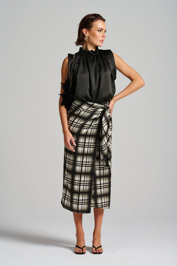 Le Check Wrap Skirt