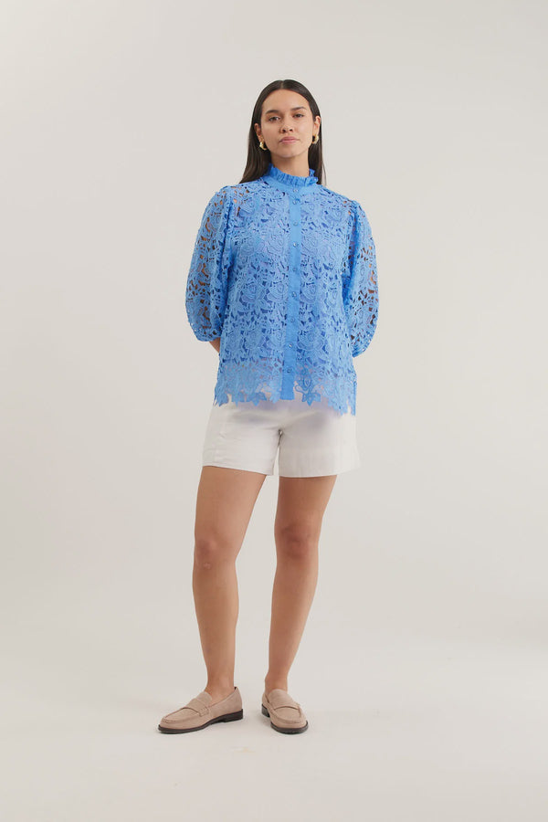 Alessandra Lume Lace Shirt Cornflour