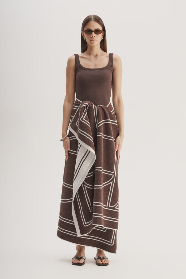 Elka Collective Beau Towel, Chocolate Ecru