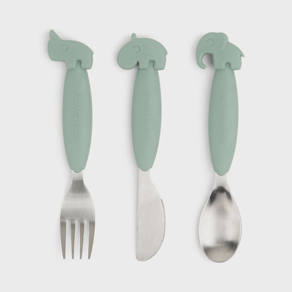 Done by Deer Easy Grip Cutlery Set Green