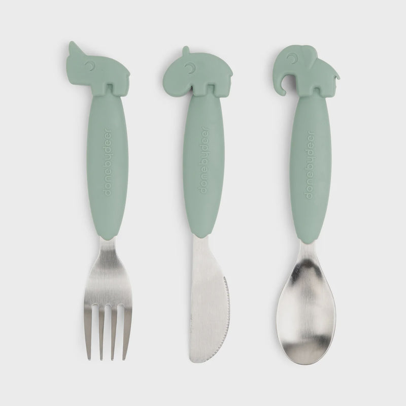 Done by Deer Easy Grip Cutlery Set Green
