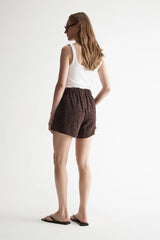 Elka Monogram Towelling Short, Chocolate