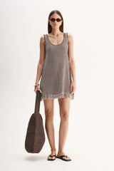 Elka Collective Alessandra Mini Dress, Chocolate Stripe