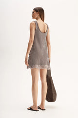 Elka Collective Alessandra Mini Dress, Chocolate Stripe
