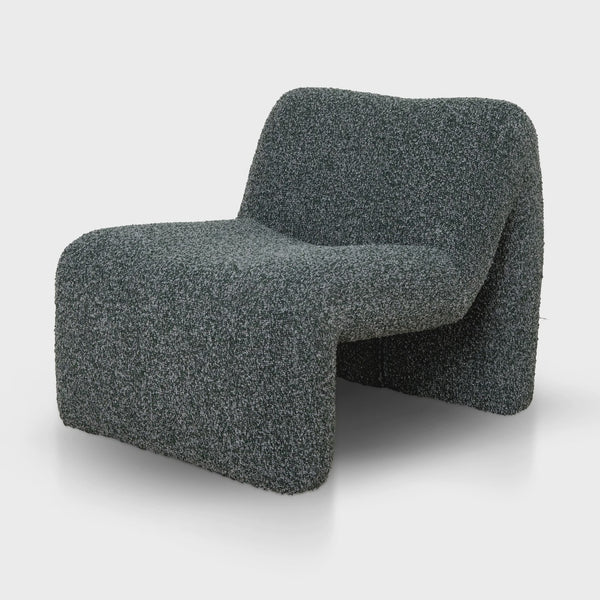 Fabric Lounge Chair, Green Boucle