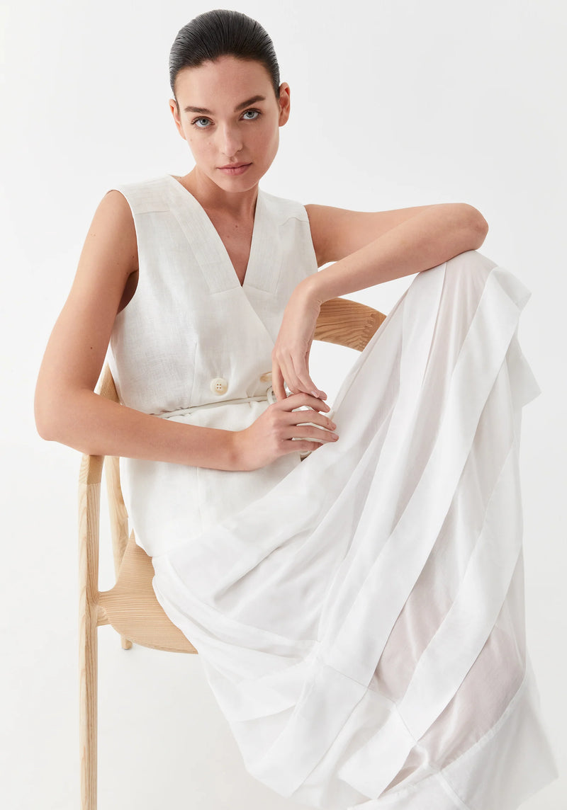 Morrison Belle Linen Vest, Ivory