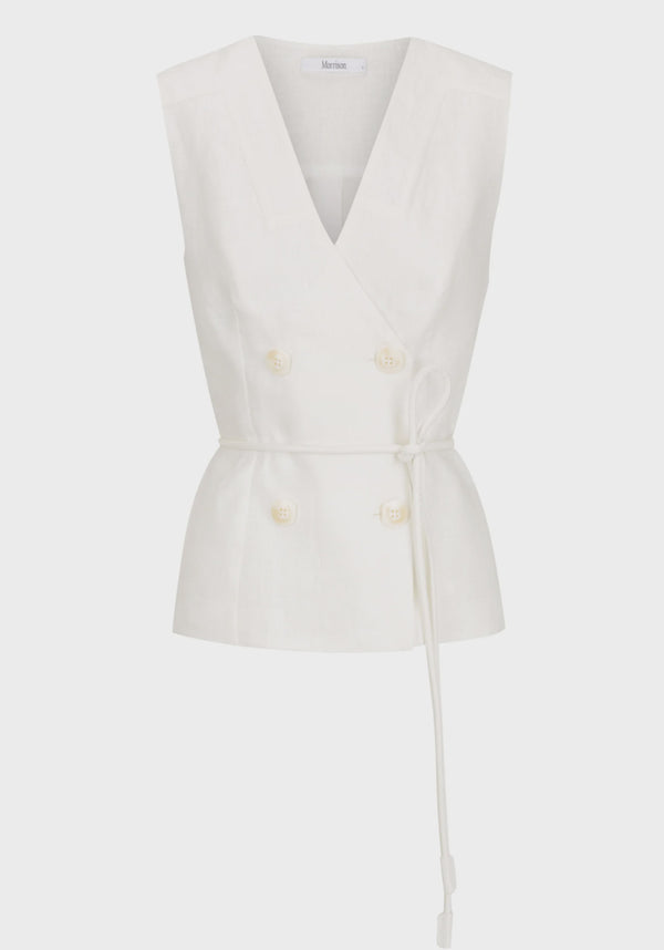 Morrison Belle Linen Vest, Ivory