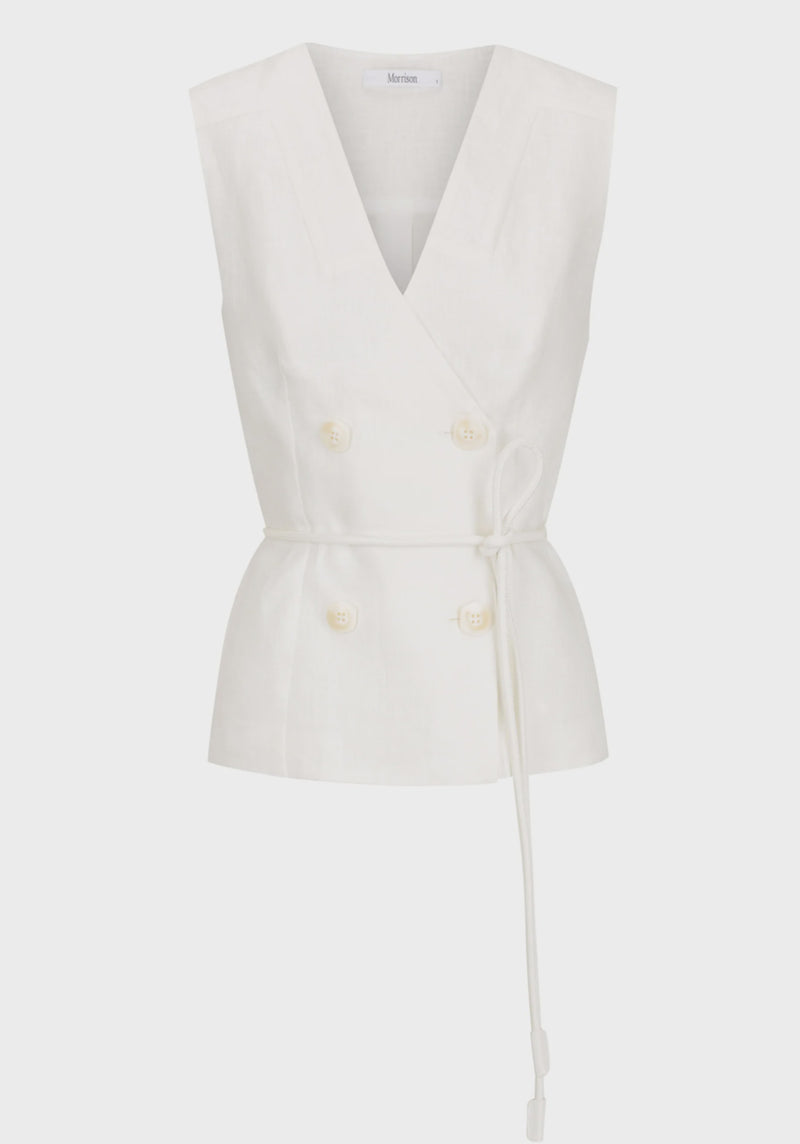 Morrison Belle Linen Vest, Ivory