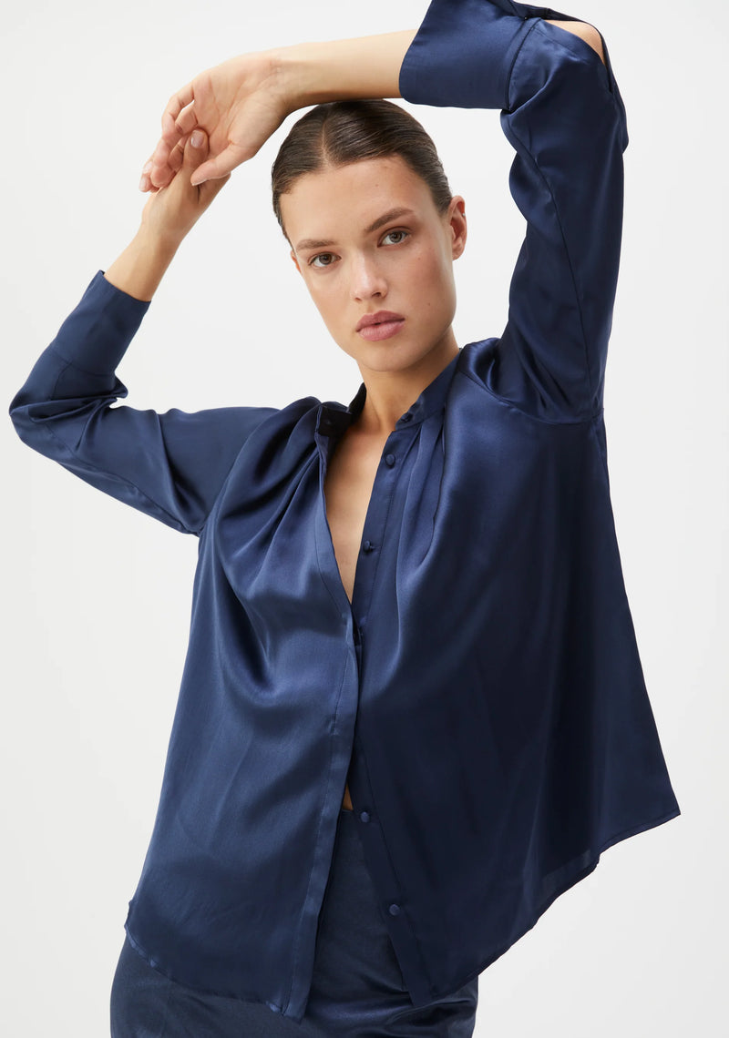 Morrison Valencia Silk Shirt, Navy