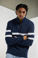 ORTC Collegiate Stripe Quarter Zip Navy