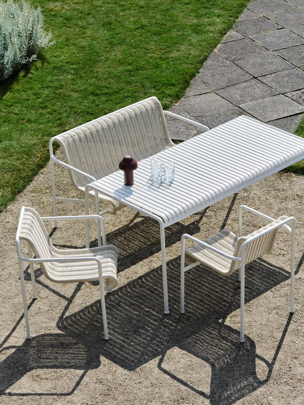 Palissade Cord Dining Bench w/arm, Cream White