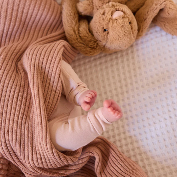 Heritage Knit Blanket, Dusty Pink