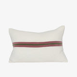 Ribbon Cushion, White/Burgundy/Green
