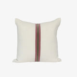 Ribbon Cushion, White/Burgundy/Green