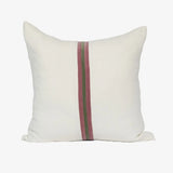 Ribbon Cushion, White/Burgundy/Green