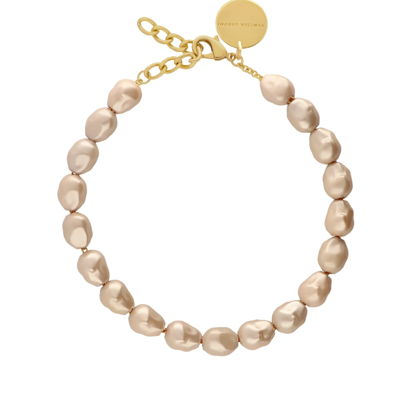 Vanessa Baroni Organic Short Pearl Necklace Champagne