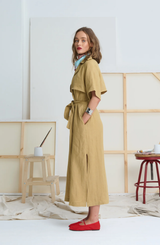 Le Stripe Le Trench Dress Mustard