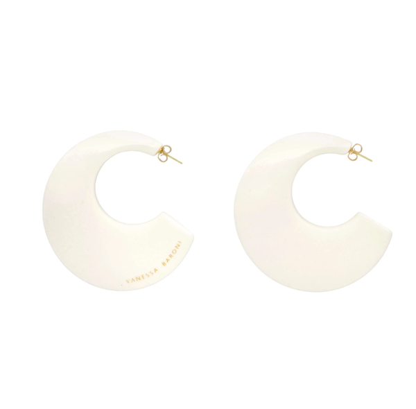 Vanessa Baroni Big Moon Earring, Off White