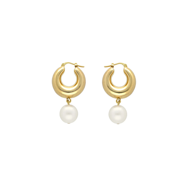 Vanessa Baroni Circlet Pearl Earring, Gold