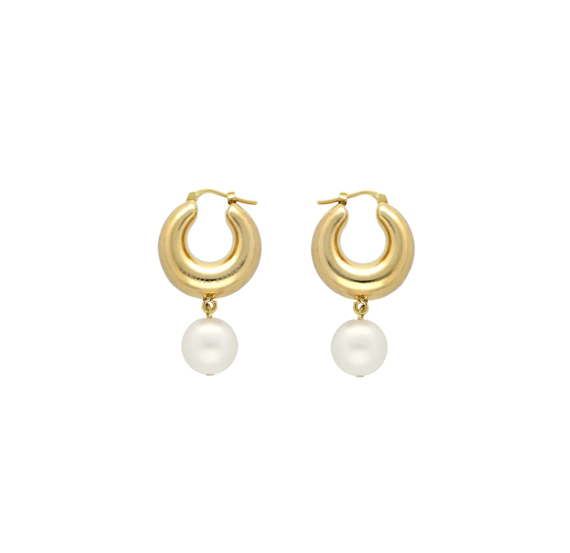 Vanessa Baroni Circlet Pearl Earring, Gold