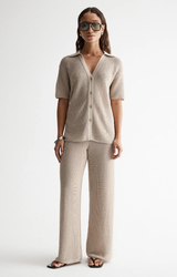 Elka Collective, Aspen Crochet Shirt, Taupe