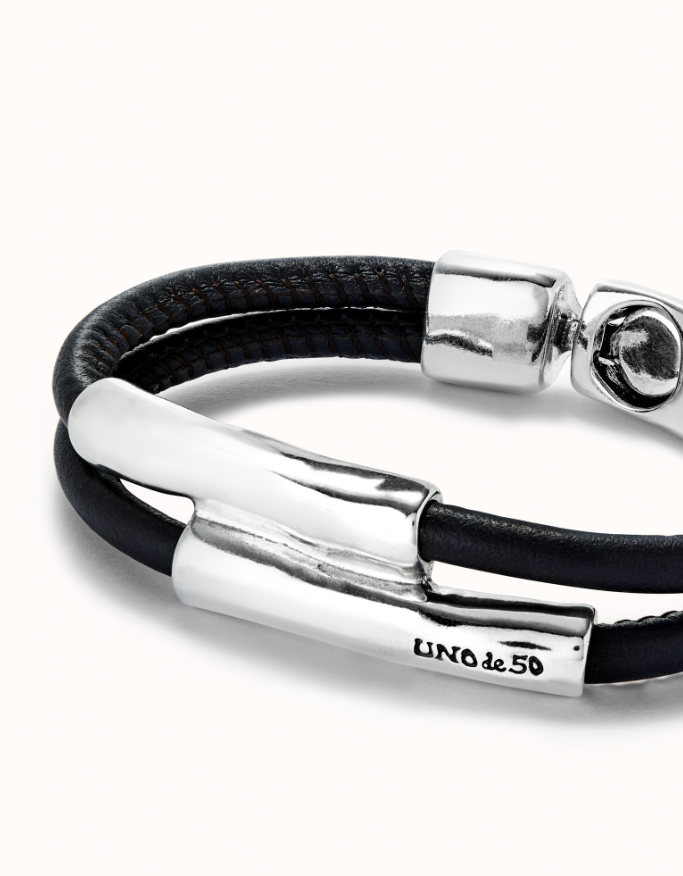 Uno de 50 Brown Double Leather Bracelet