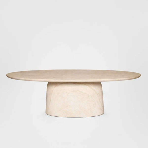 Corsica Tavertine Look Oval Dining Table