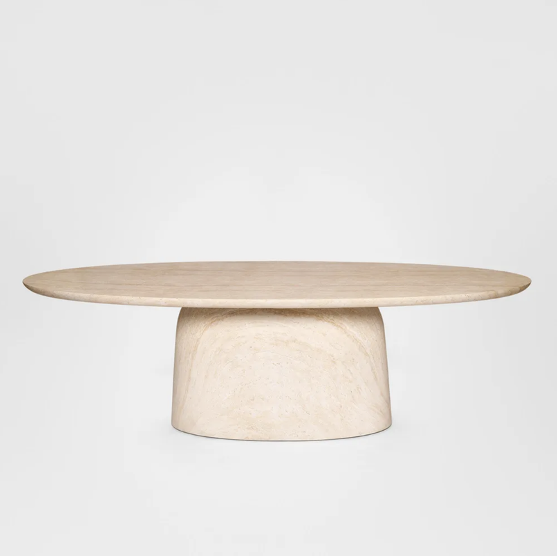 Corsica Tavertine Look Oval Dining Table